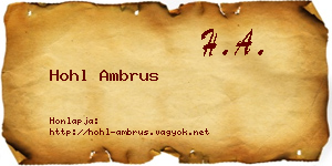 Hohl Ambrus névjegykártya